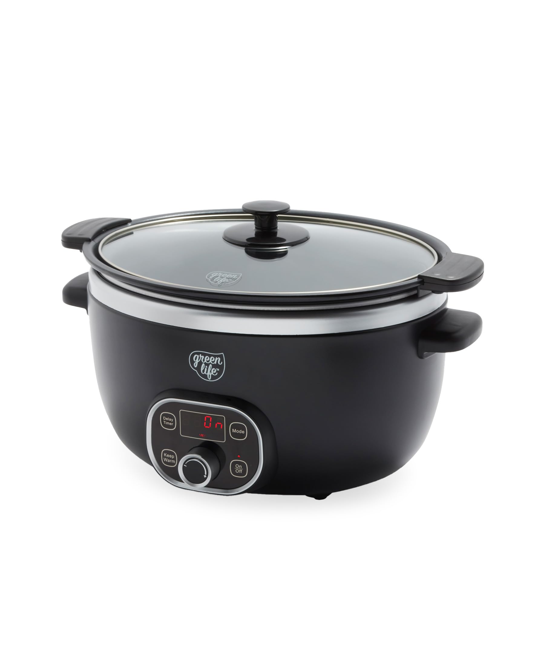 GreenLife Cook Duo Healthy Ceramic Nonstick 6QT Slow Cooker, PFAS-Free, Digital Timer, Dishwasher Safe Parts, Black