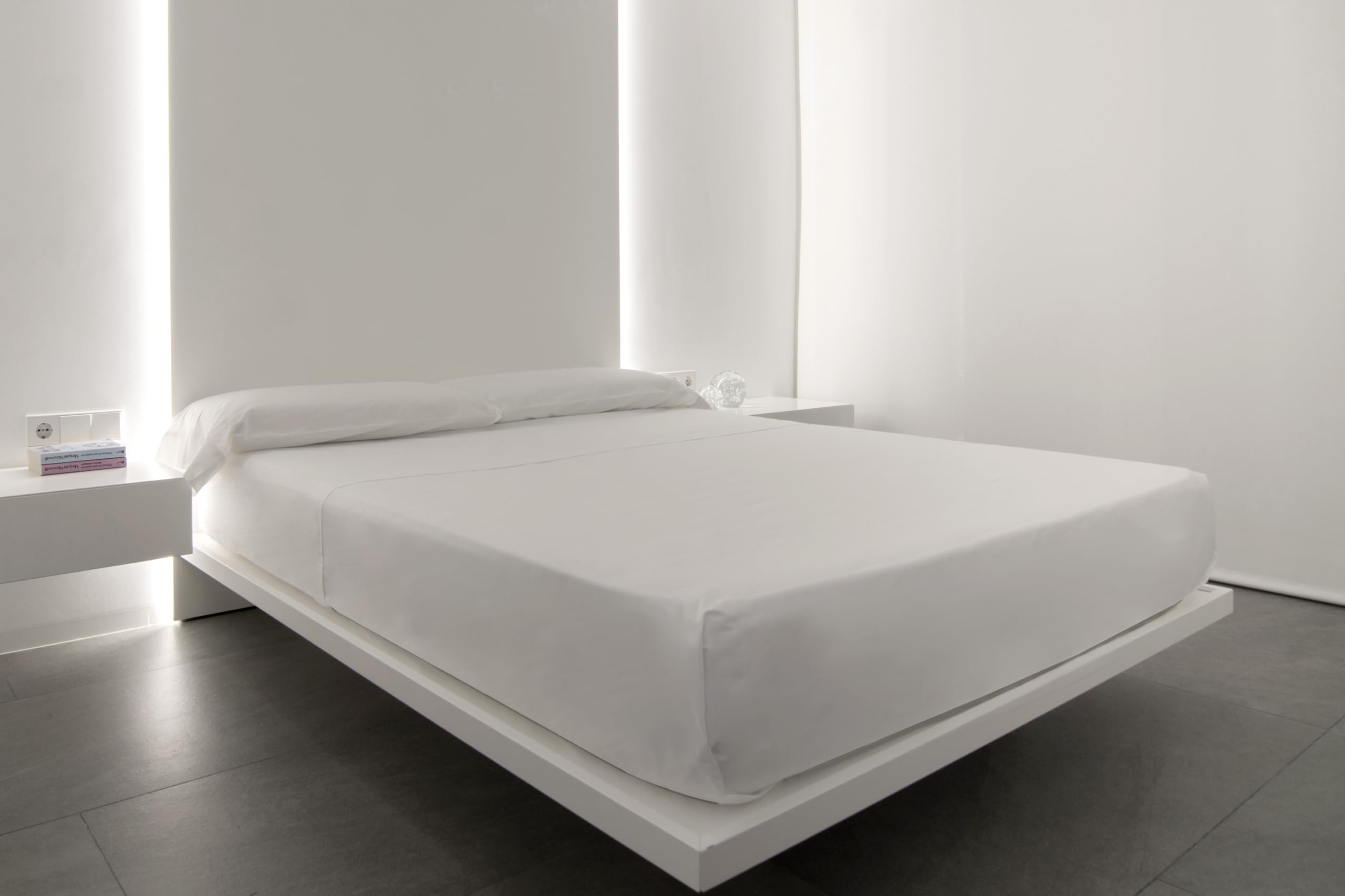Sabana Encimera - Sabanas Encimeras 50% Algodon / 50% Poliester - 200 Hilos - Sabana Encimera Cama 80x190/200 cm - Suave, Transpirable y Duradera - Ideal para Uso Diario - Blanco