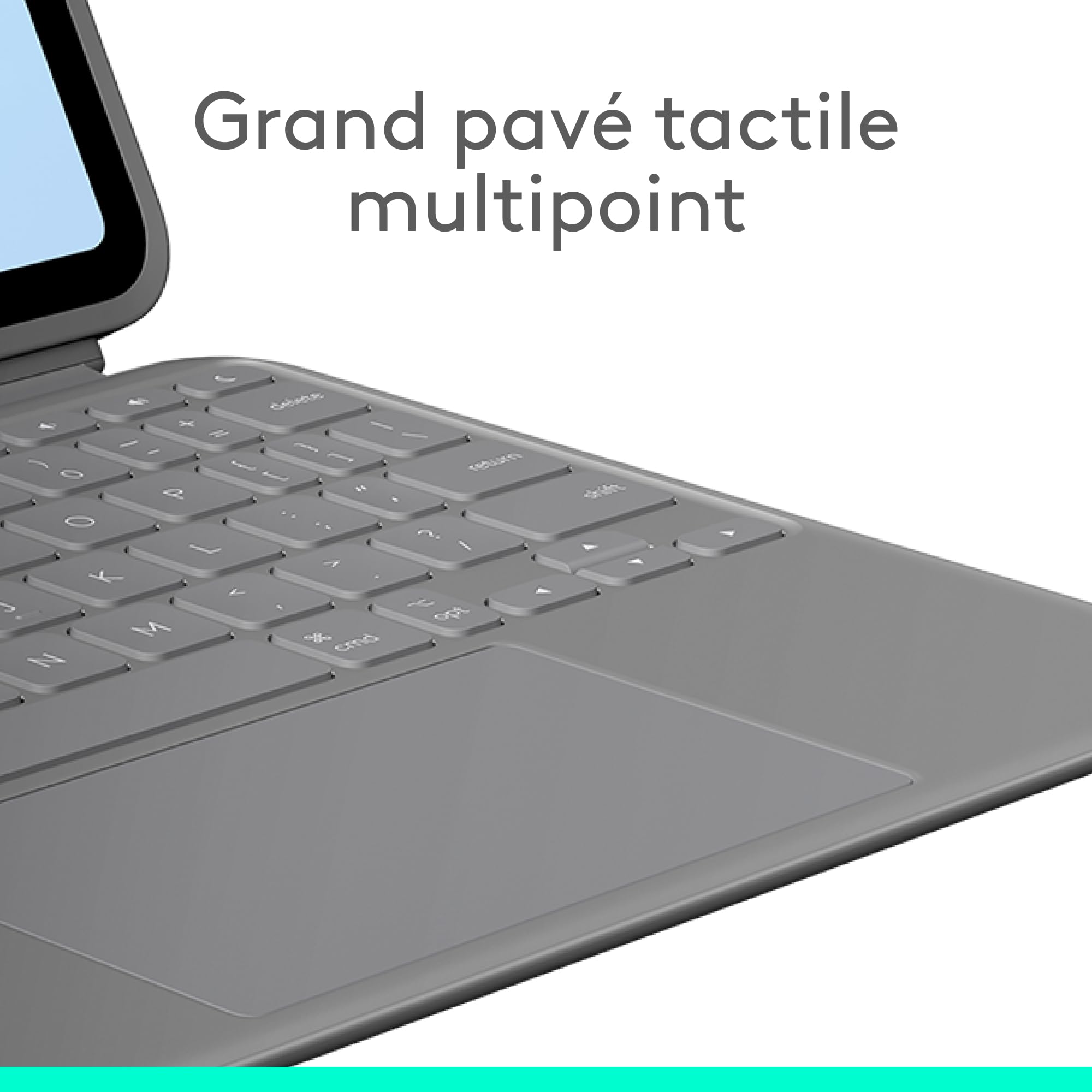 Logitech Combo Touch, étui clavier pour iPad Air 11 pouces (M2 et M3), iPad Air (5e génération)- Clavier rétroéclairé amovible avec support, Clavier Français AZERTY - Gris