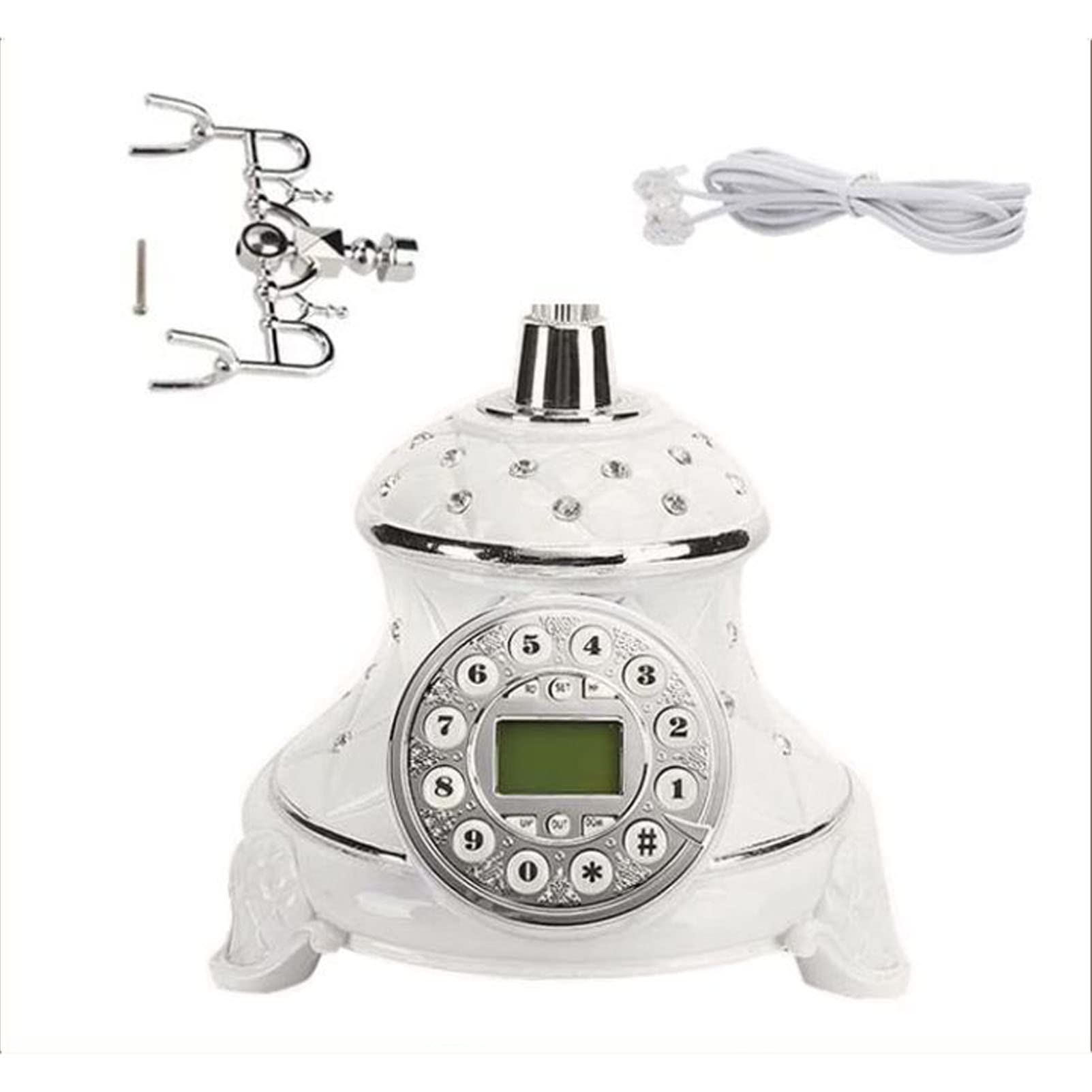 Biały vintage telefon antyczne biuro telefon przewodowy retro telefon stacjonarny, imitacja antyczny telefon