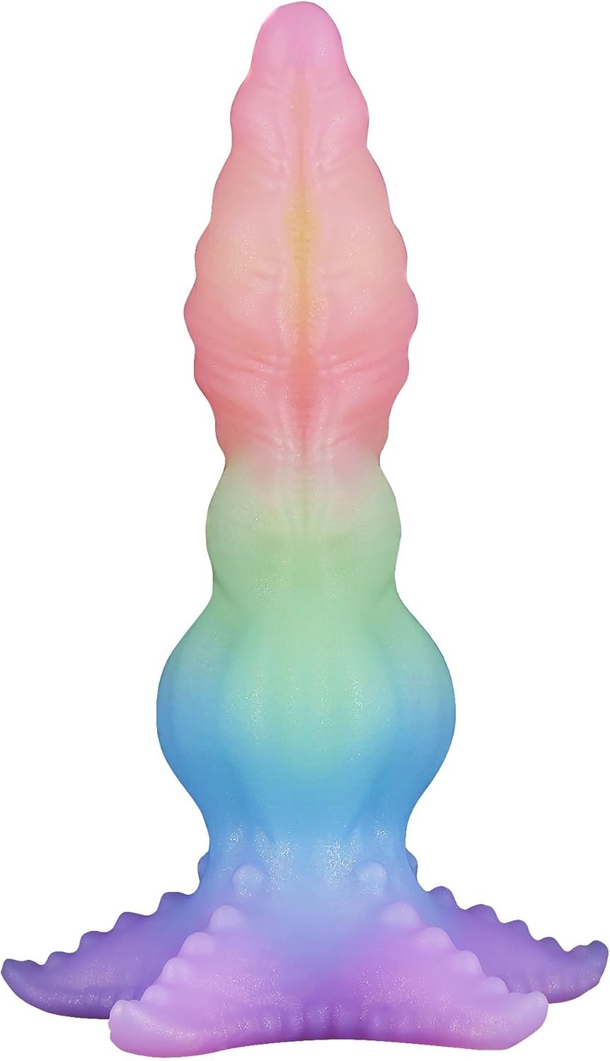 Wildolo Fantasy Silicone Dildo, 9.84 Inches Knot Glow-in-The-Dark Dildo with Starfish Suction Cup for Men Women Couple