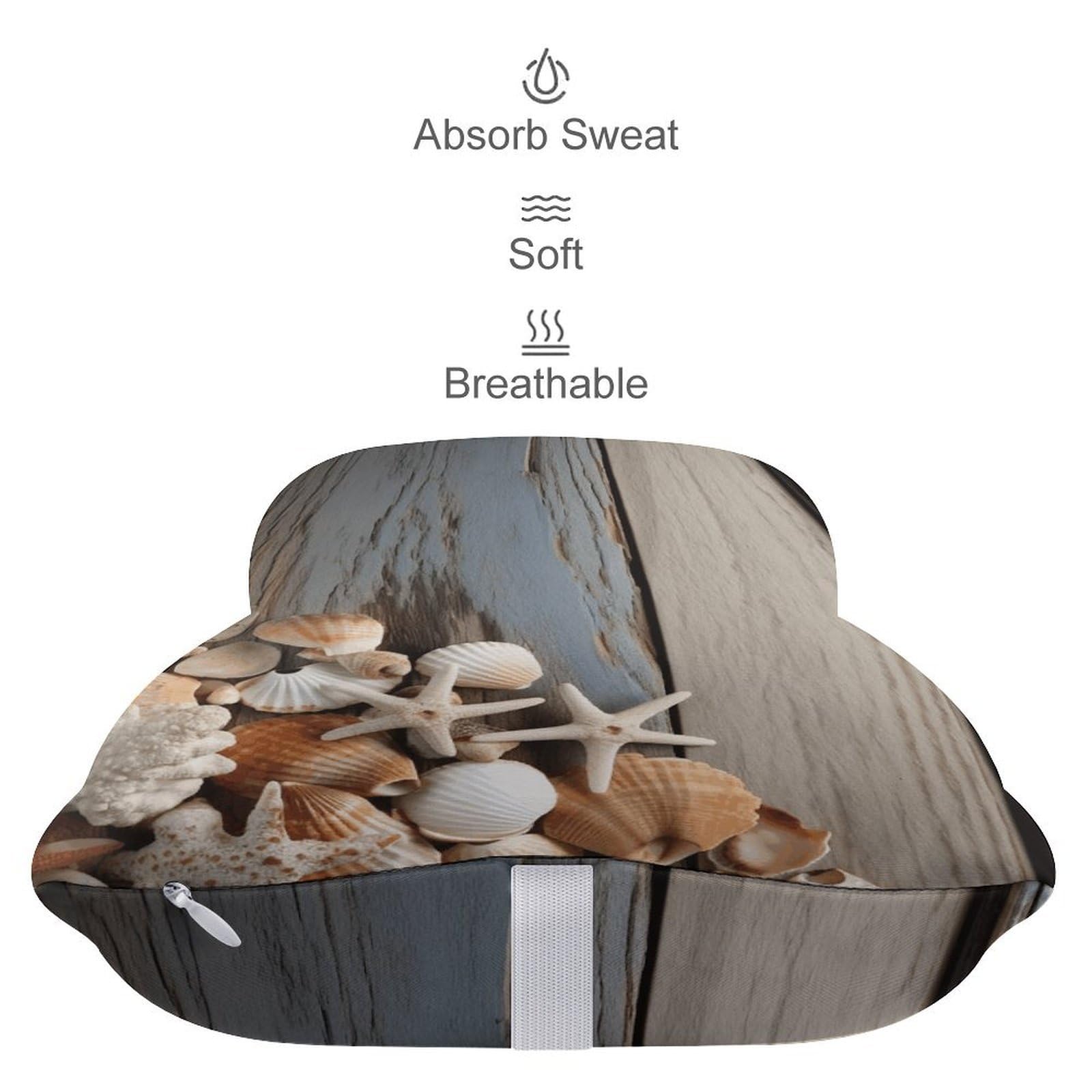Conchas marinas sobre almohada de madera, núcleo de almohada de espuma viscoelástica, cojín, proporciona apoyo para el cuello, almohadas de coche para asientos de coche de viaje y oficinas en
