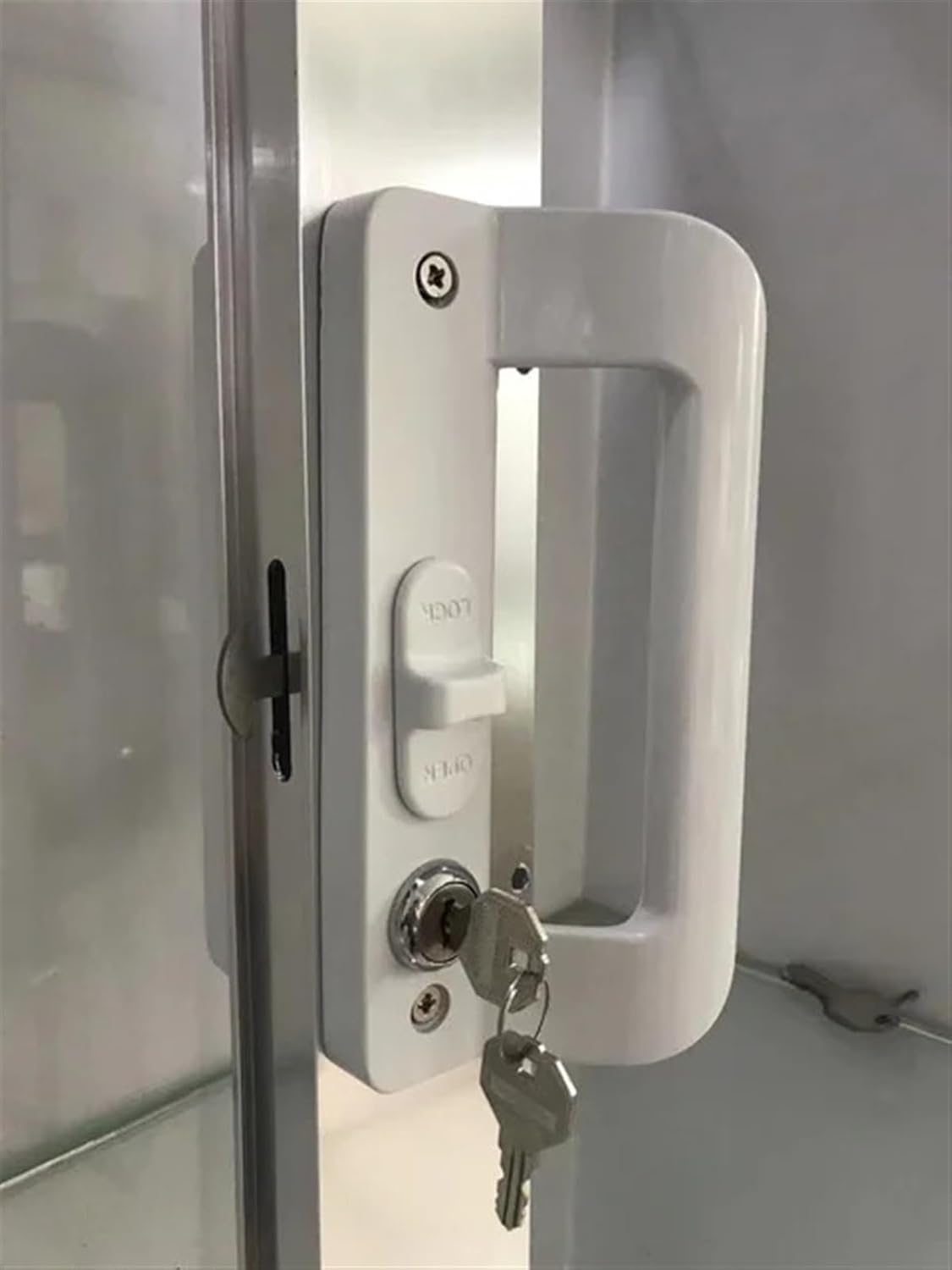 Aluminum Alloy Sliding Door Lock Handle Door Latch Lock Door Pull Locks Aluminum Frame Door Home Furniture Hardware 1Pcs(White)