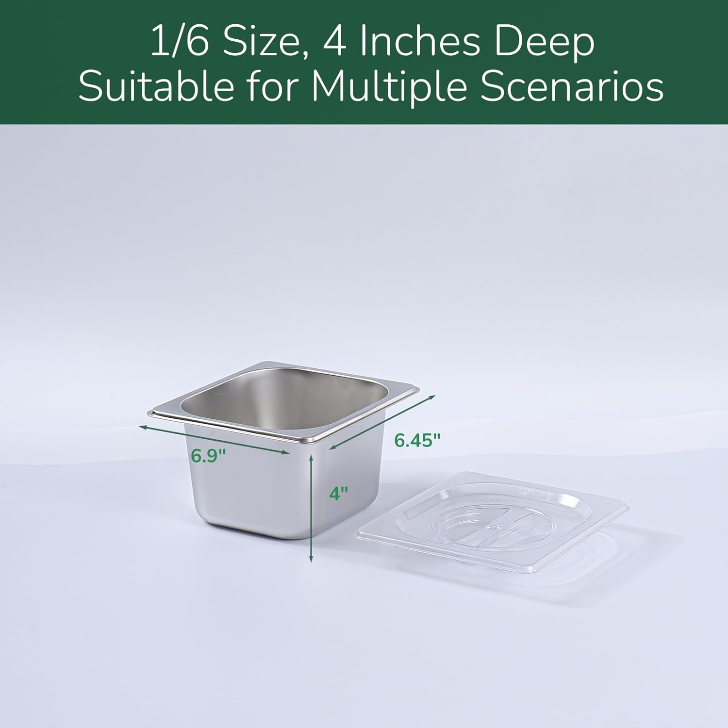 6 Pack Stainless Steam Hotel Pan with Lid, 1/6 Size x 4 Inch Deep Table Steam Pan Restaurant Supplies Reusable Anti Rust Catering Storage for Home, Buffet,Party, Restaurant, Hotel - Image 6