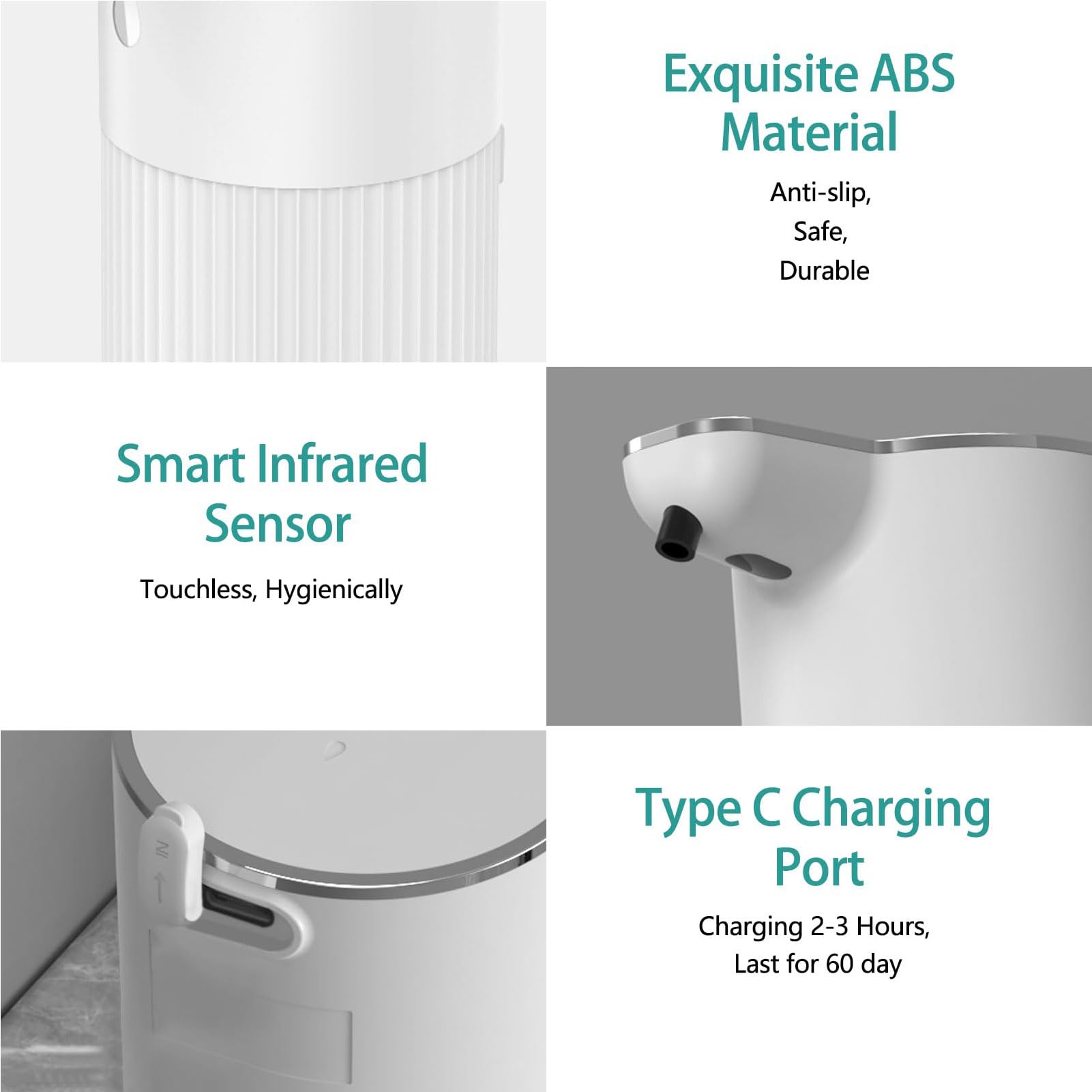 Distributore Automatico Sapone Liquido Senza Contatto - 4 Livelli Regolabili, Distributore Sapone Ricaricabile Tramite per Cucina Bagno Hotel, Serbatoio Dell'Acqua Visibile,Foam