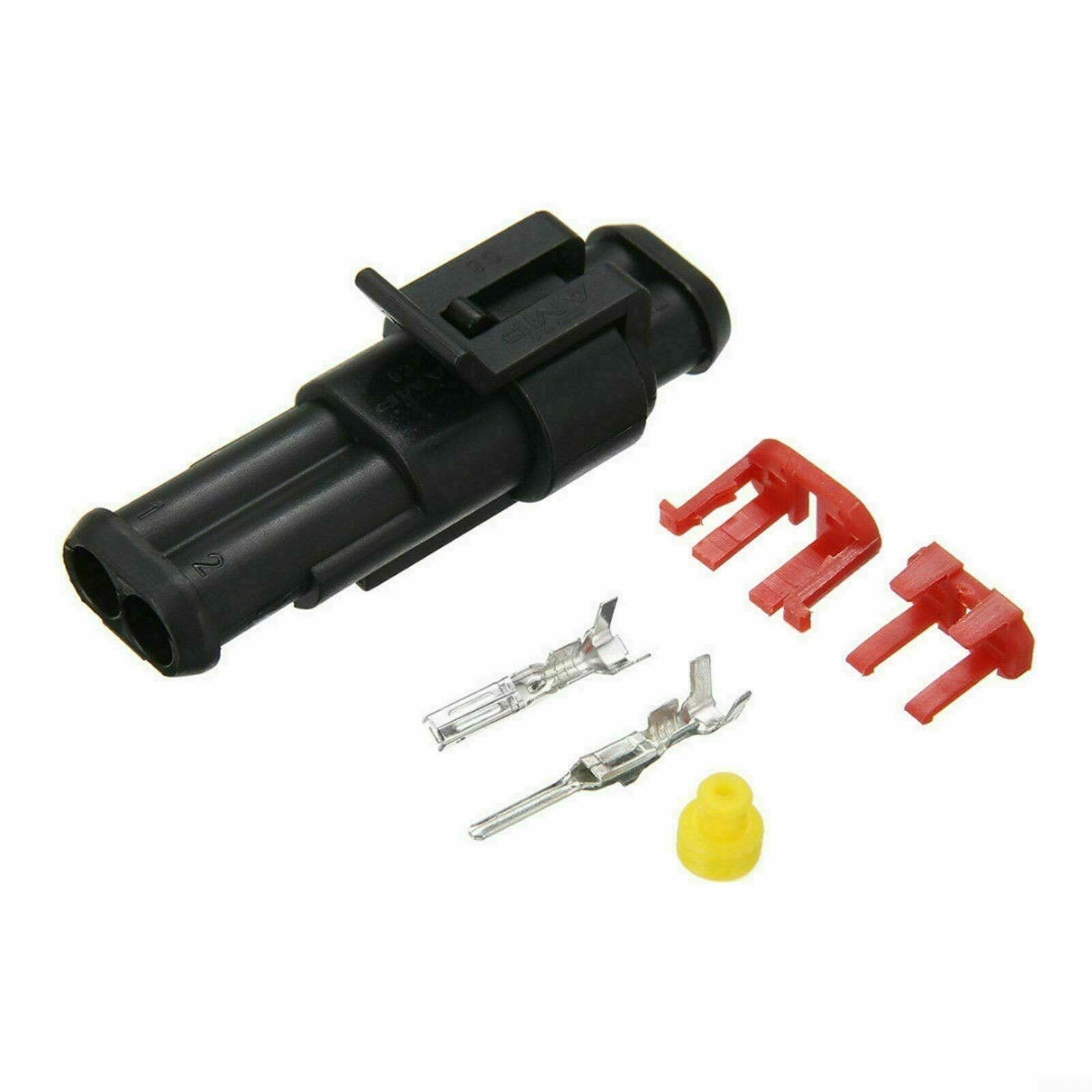 Kit di connettori a 2 poli (10 paia) per auto, moto, barche e roulotte, impermeabile, compatibile con cavi da 0,75 a 1,50 mm², 14 A/24 V, alloggiamento in plastica con contatti in rame
