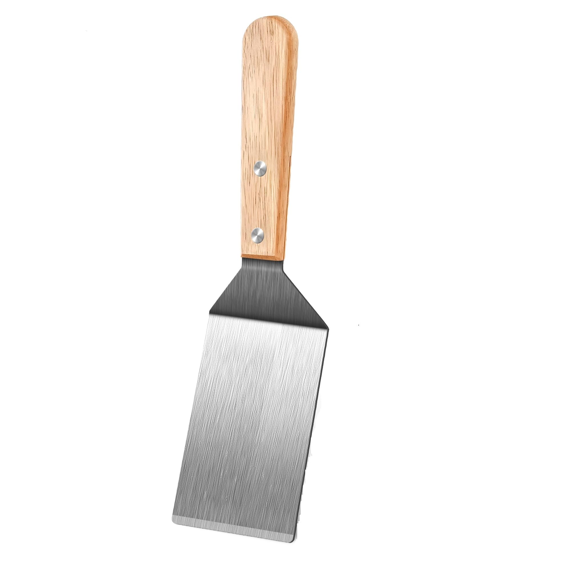 Espátula de metal, espátula para servir y girar con mango de madera, ideal para panqueques, brownies, postres, galletas, huevos o sartenes pequeñas