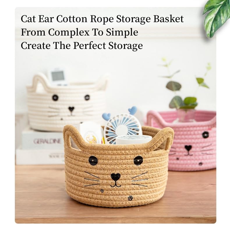 Aufbewahrungskorb aus Baumwollgewebe, Katzen-Aufbewahrungsbox aus Baumwolle, Waschekorb Geflochten Kinder Katze, Zur Aufbewahrung Geeignet Spielzeugkorb für Handtücher, Decken, Spielzeug, Kleidung