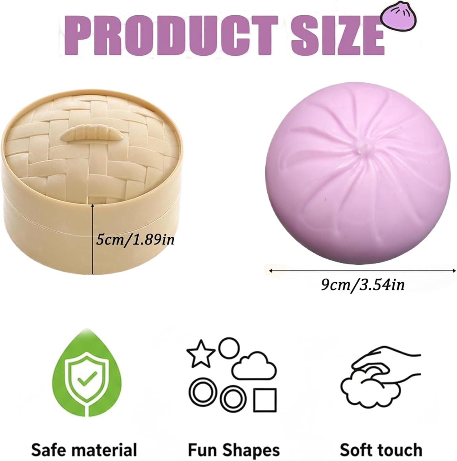 Dumpling, Dumpling Squishy,Giant Dumplings Squishy, Mega Rainbow Dumplings, Cute Anxiety Relief Fidget Toy, Soft Squeeze Decompression Dough for Adults,Bun with Food Steamer Stretchy Desk Toys(4pcs