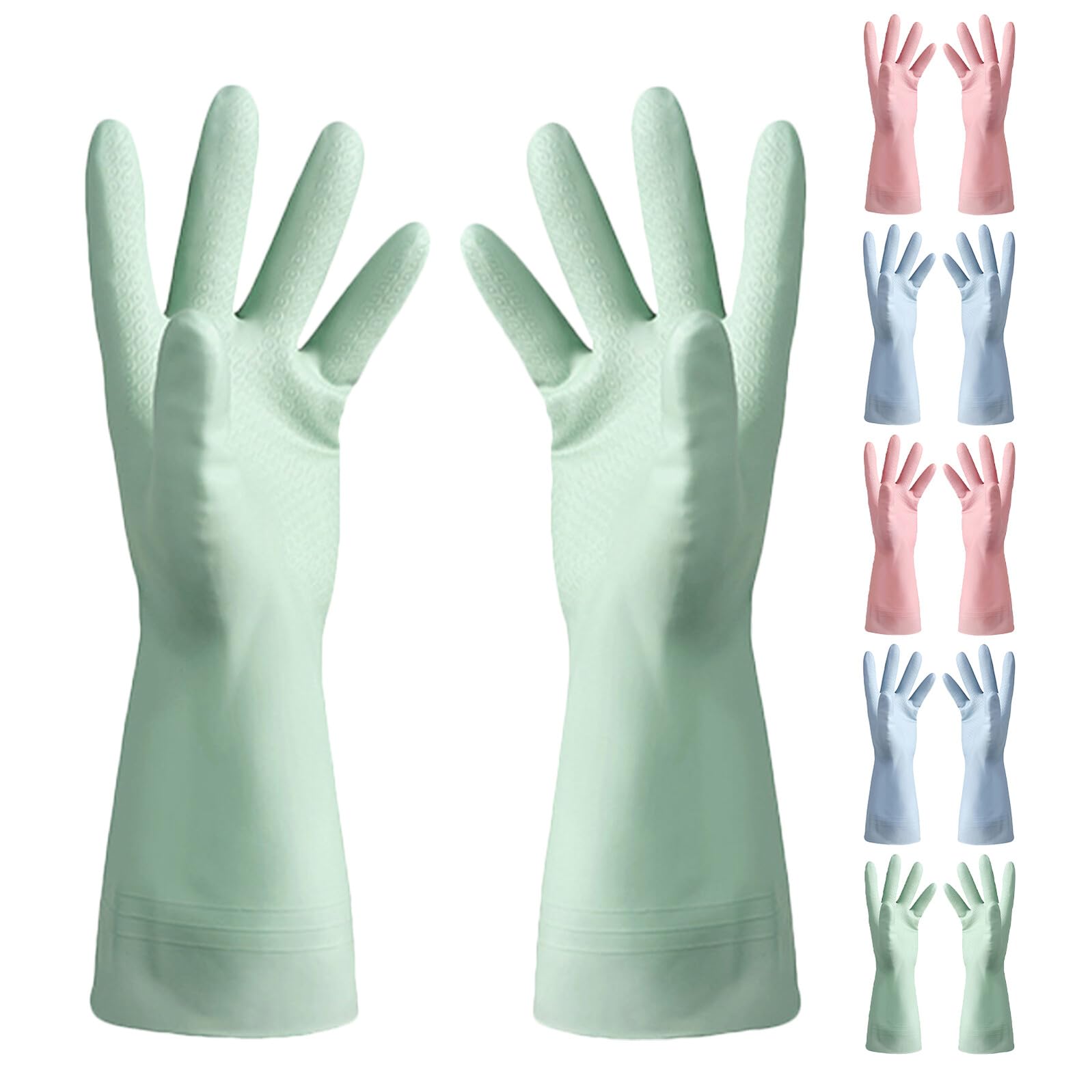6 Pares Guantes de Limpieza para Cocina Reutilizables de PVC Antideslizantes Impermeables para Lavar Platos Ropa y Tareas Domésticas Duraderos y Cómodos