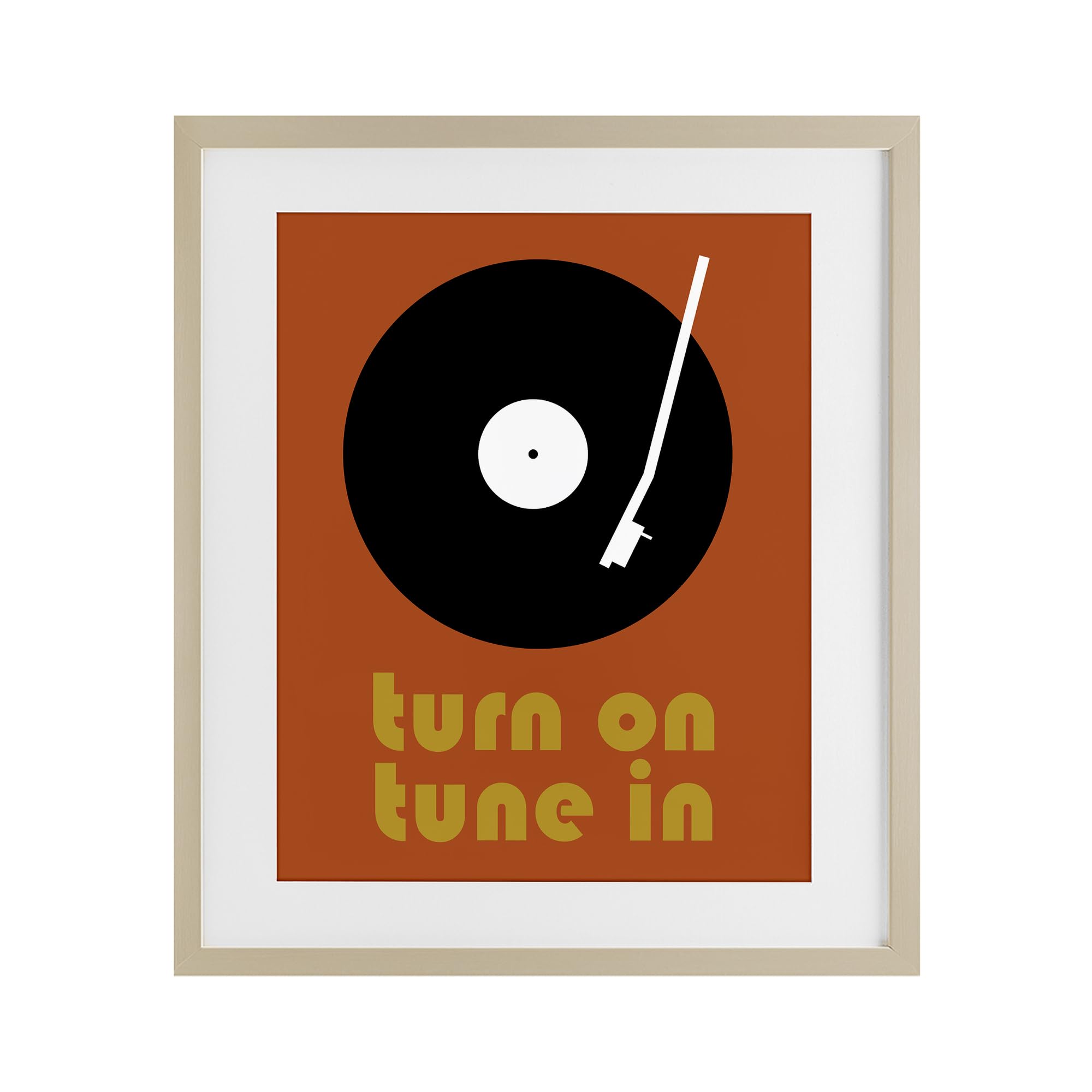 Stupell Industries Harvest Pine (Textured) Retro Vinyl Music Graphic, 17 X 21 Inch Framed Print Under Glass
