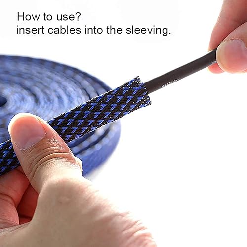 Miniatura 5 de Braided - Fundas para cables - Telar de alambre expandible de PET de 14 "-25 pies, malla oculta de alambre Braided para cable de video de