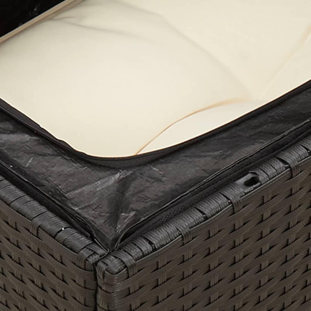 Gecheer Divano da Giardino a 3 Posti con Cuscini Nero in Polyrattan,Divani,da Giardino,per Esterno,Salottini,Salotto da Giardino,da Esterno,Divano Modulare,Set da Giardino,366015