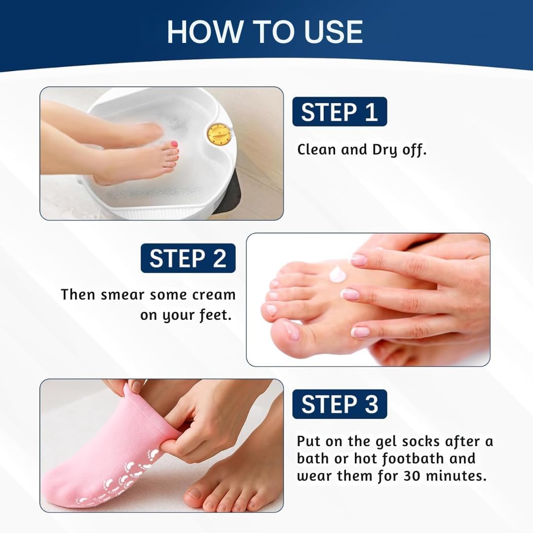 ToYooZe Silicone Gel Spa Socks for Women & Men – Moisturizing Heel Socks for Dry, Cracked Feet with Natural Oils & Vitamin E – Reusable Foot Care Sock for Heel Repair & Hydration 1