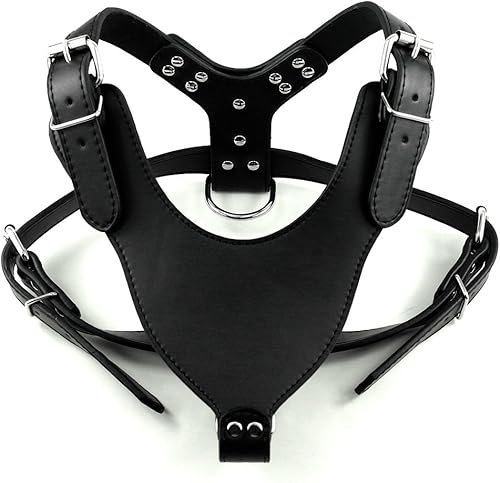 Miniatura 10 de Pimaodog Arnés de cuero suave para perro, pechera grande de Pitbull Mastín Boxer para 26  34 pulgadas ajustable (marrón dorado)