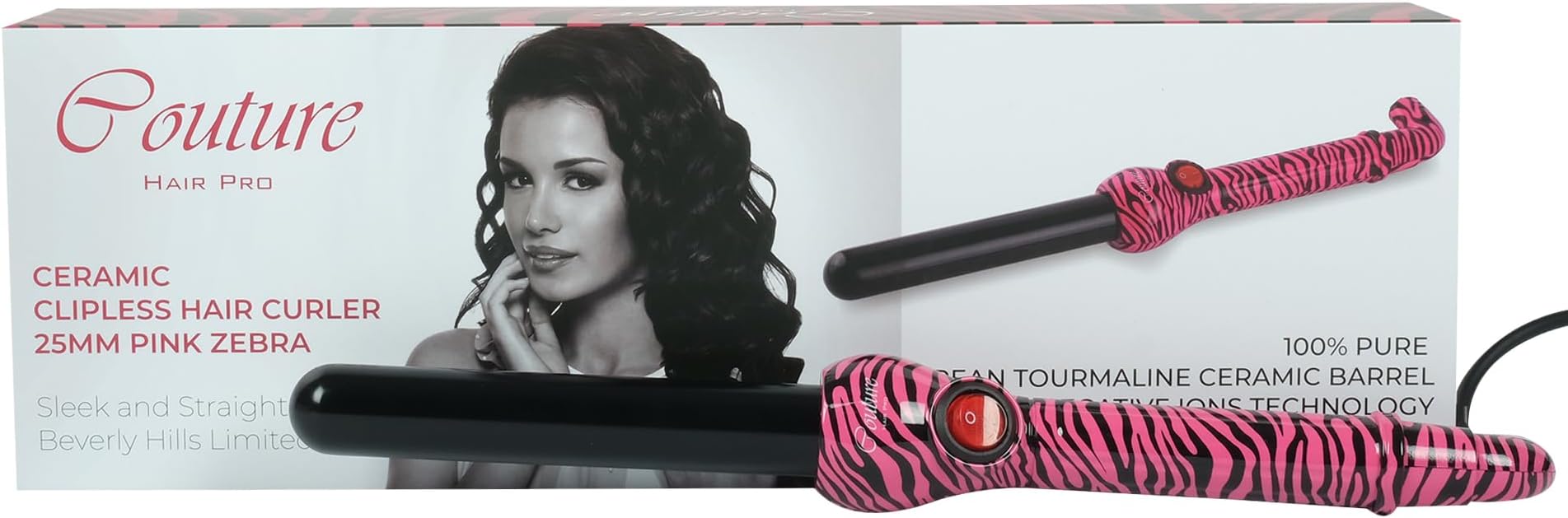 Couture Hair Pro Curler 25 mm- Life time warranty (Pink Zebra)