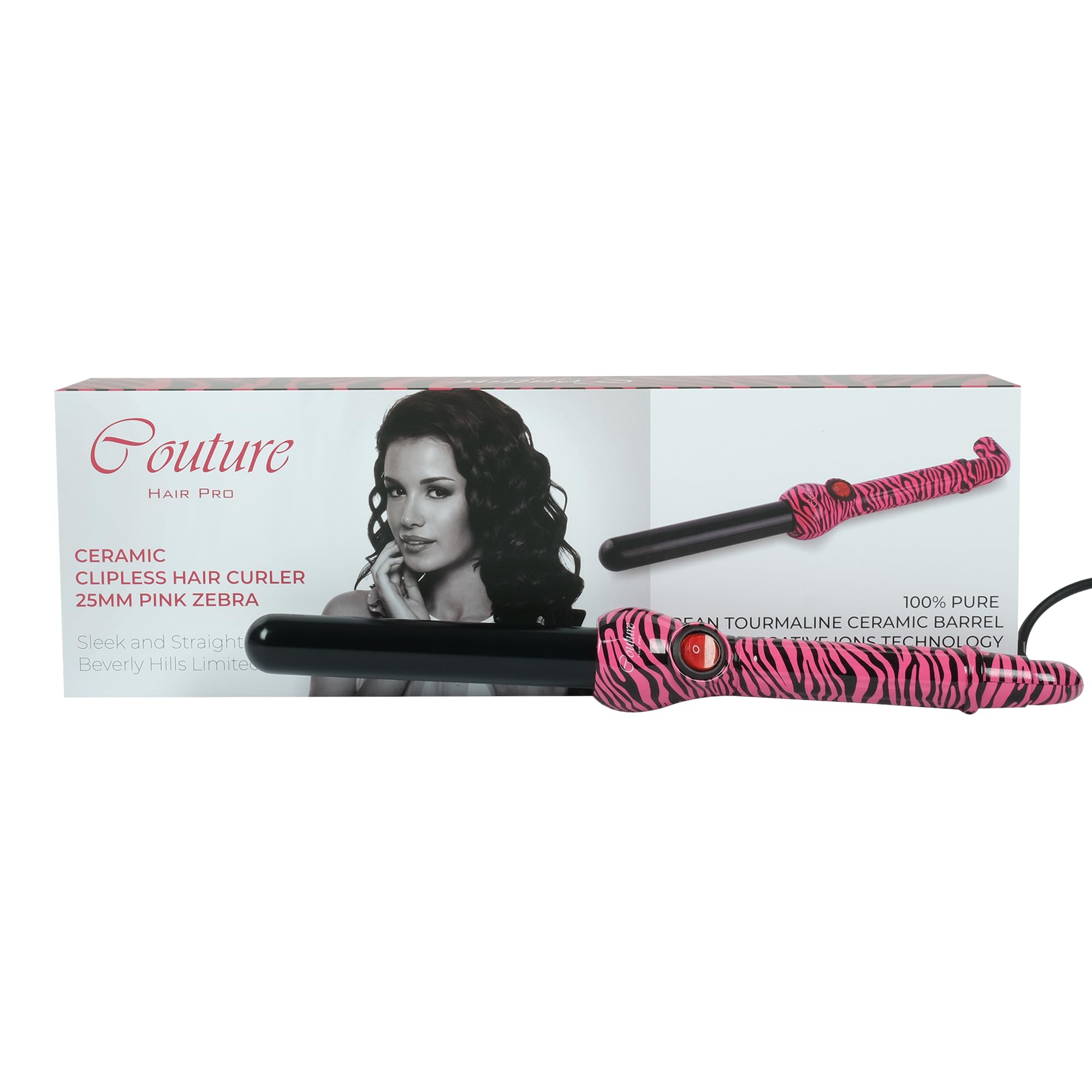 Couture Hair Pro Curler 25 mm- Life time warranty (Pink Zebra)
