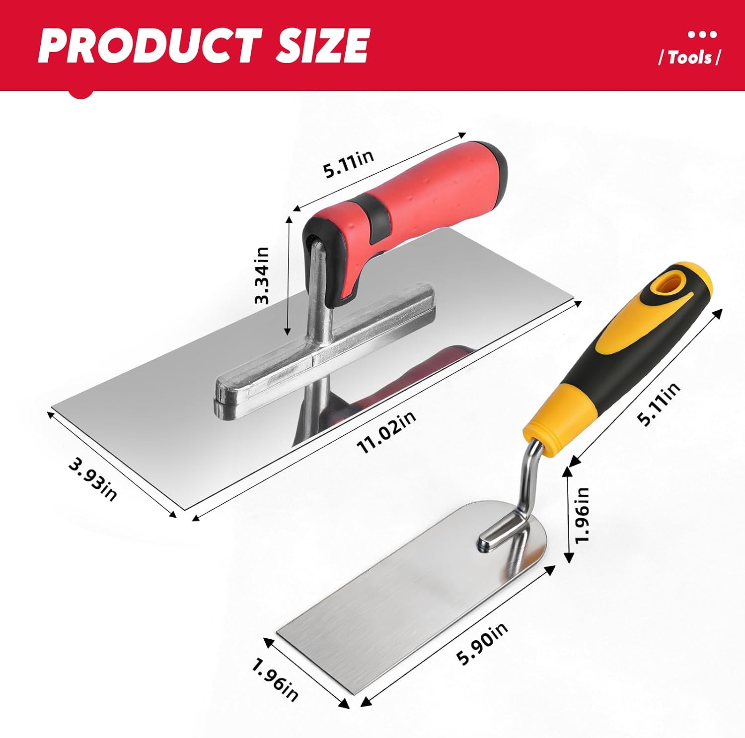 AuntyFey 4Pcs Trowel Tile Tools Set, Stainless Steel Tile Trowel & Notched Trowel Concrete Tool for Tiling Installation Grouting Plastering