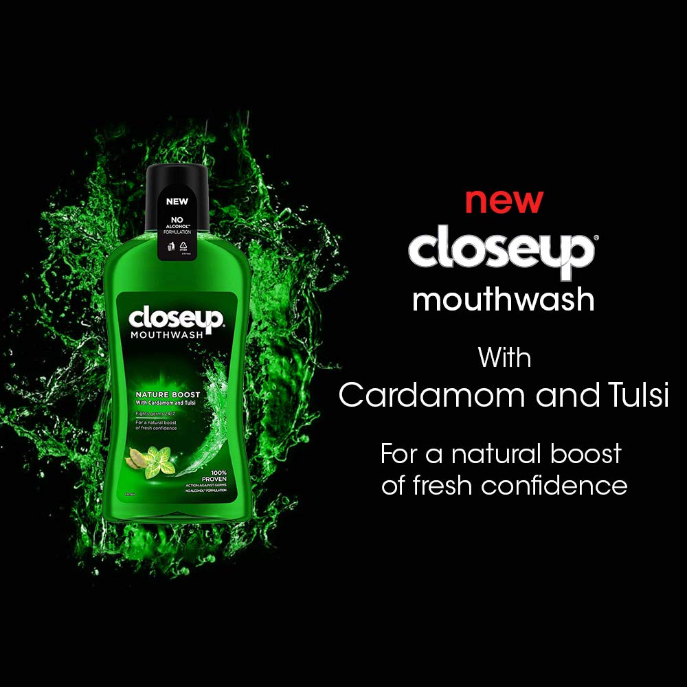 Closeup Anti Germ Mouthwash, Nature Boost with Cardamom & Tulsi