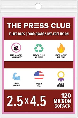 Miniatura 10 de 160 micrones  Bolsas de prensa para filtro de té de colofonia de nailon premium  2.5 pulgadas x 4.5 pulgadas  Paquete de 50  Garantía cero soplado