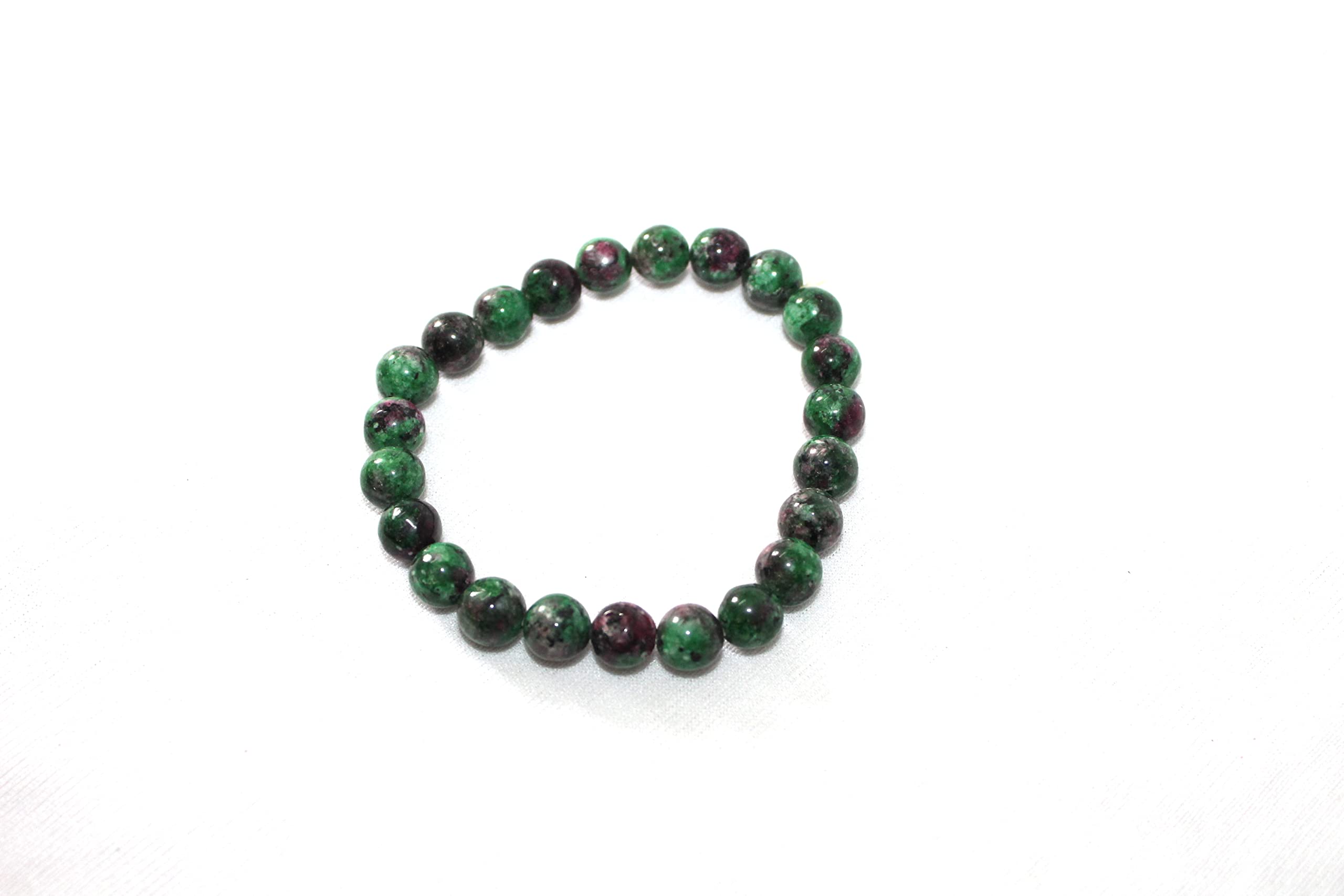 Jet Ruby Zoisite Stretch Bracelet Crystal Therapy 8 mm Anyolite Round Beads Gemstone Healing Energy Metaphysical Confidence Progress Strength Prosperity Peace Divine