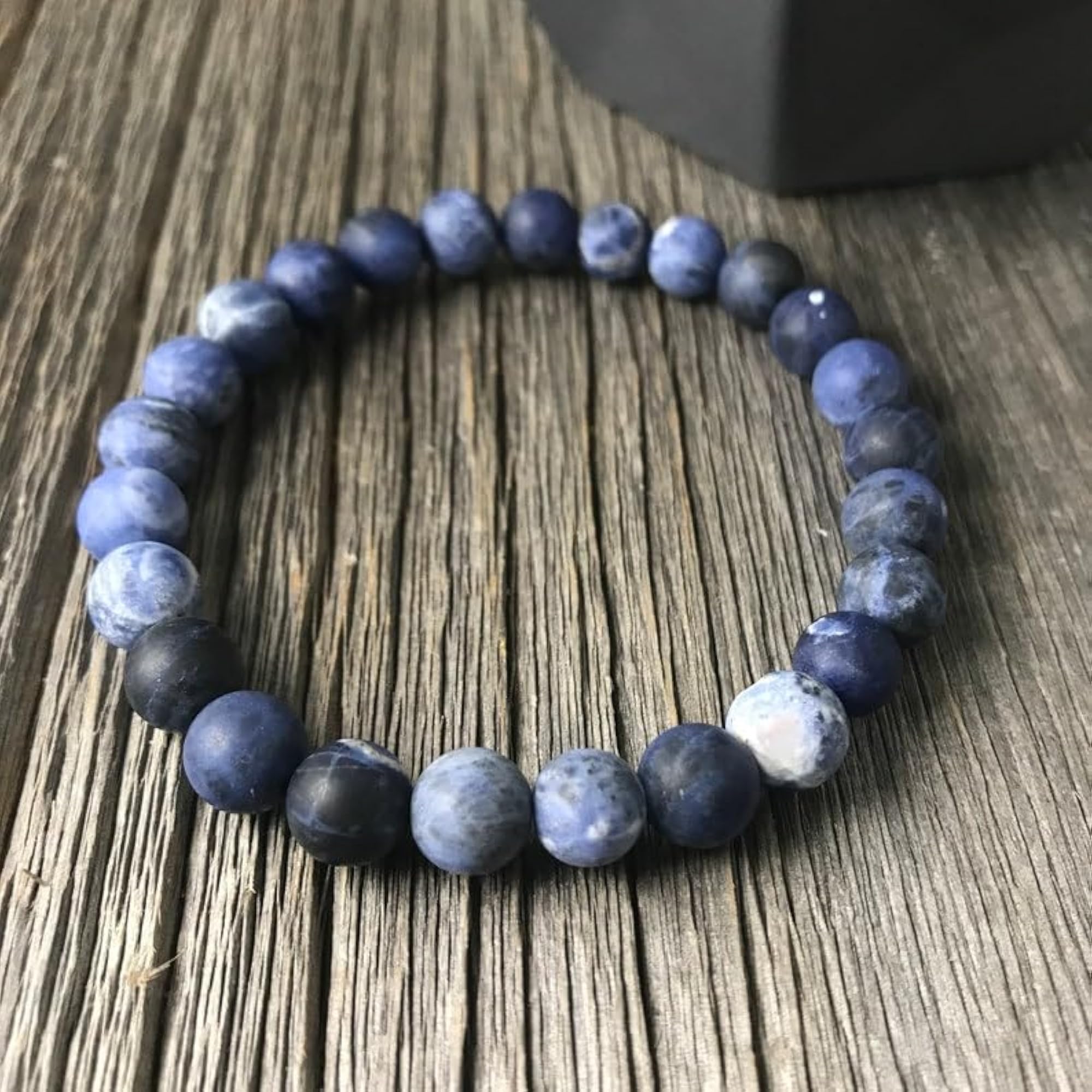 Unisex Natural Matte Sodalite 8mm Bead Stretchable Bracelet