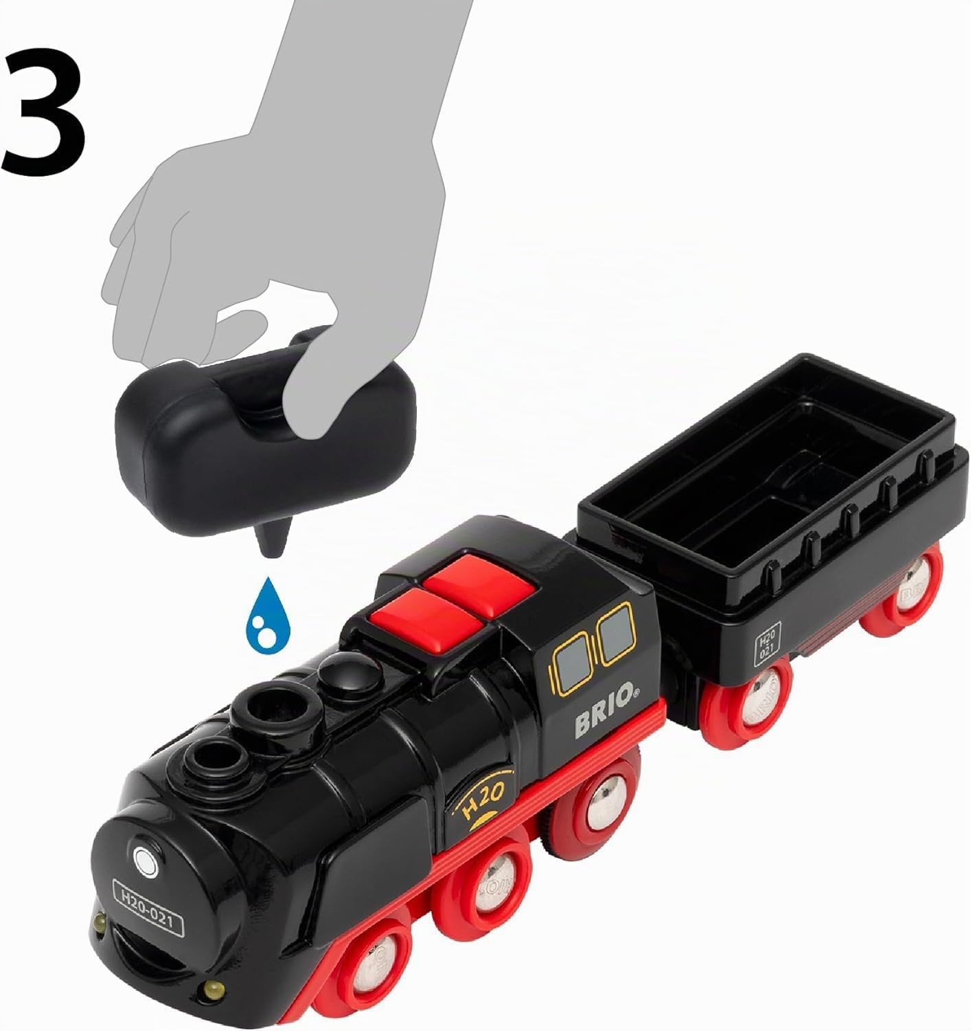 BRIO Kit de Noël pour Locomotive à Vapeur à Batterie World 36014 - De la Vapeur d'eau Froide s'écoule par la cheminée de la Locomotive - Grand Plan de Rail