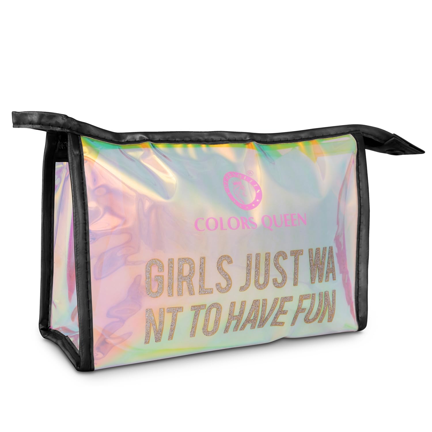Colors Queen Girls Just Want To Have Fun Rainbow Makeup Pouch | Cosmetic Organizer Bag Waterproof Makeup Pouch for Women and Girl-image-13