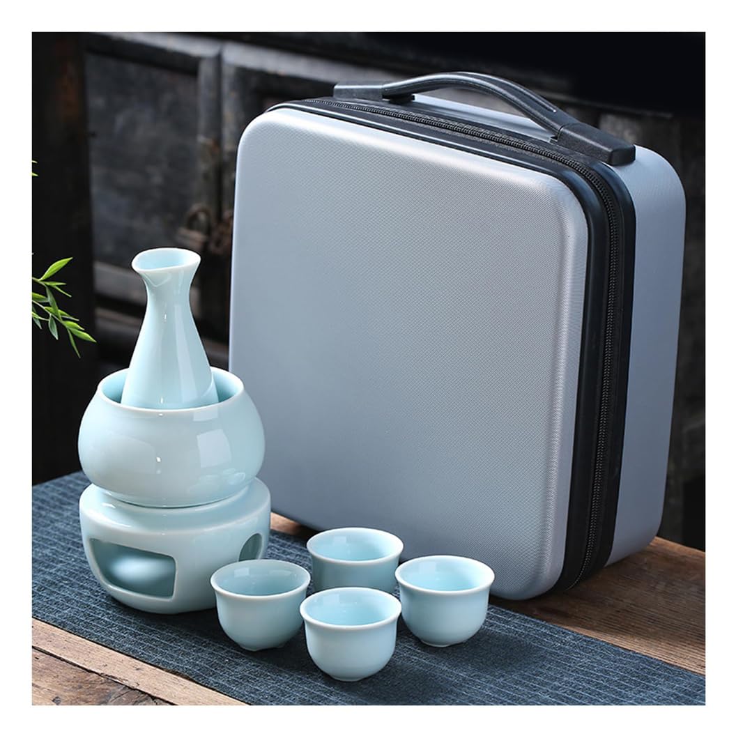 Juego De Sake De Cerámica Japonés con Caja De Regalo Más Cálida Y De Regalo, Sake De Sake De Cerámica De Cerámica De Sake Vintage, Taza Tradicional De Manualidades Blue