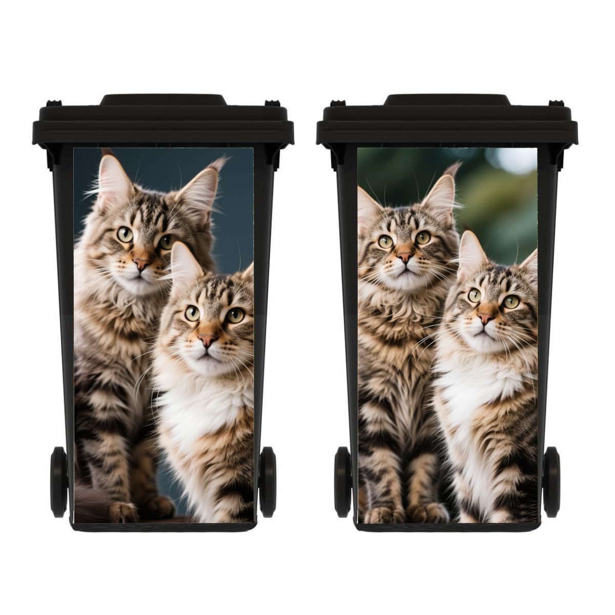 XZTRFB 2 Sheets Cat Wheelie Bin Stickers, Multi-Size Self Adhesive Dustbin Stickers, Waterproof Bin Decal, for Garden Outdoor, Wall Deco