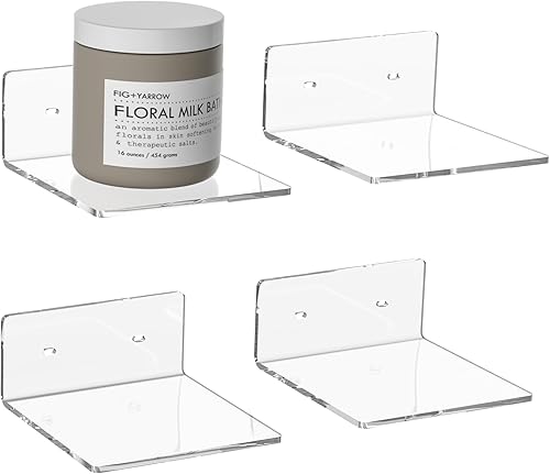 Miniatura 8 de Estantes de pared negros de 9 pulgadas, paquete de 4 repisas acrílicas para montaje en pared, estante de pared acrílico para figuras Funko Pop,