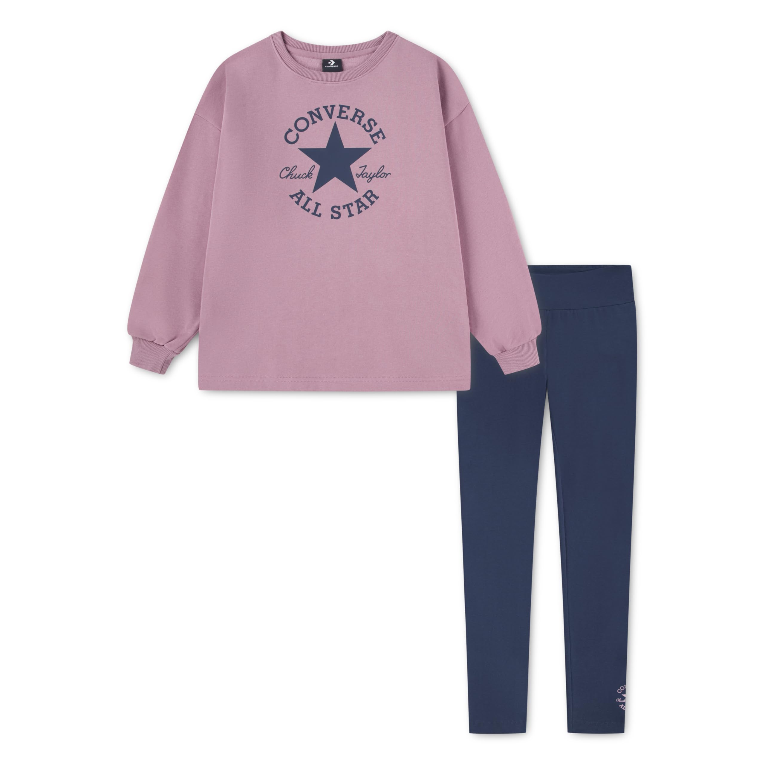 Converse Tuta da Ragazza Crewneck Legging Rosa Taglia 12-13 A Codice 4CG229-BFK