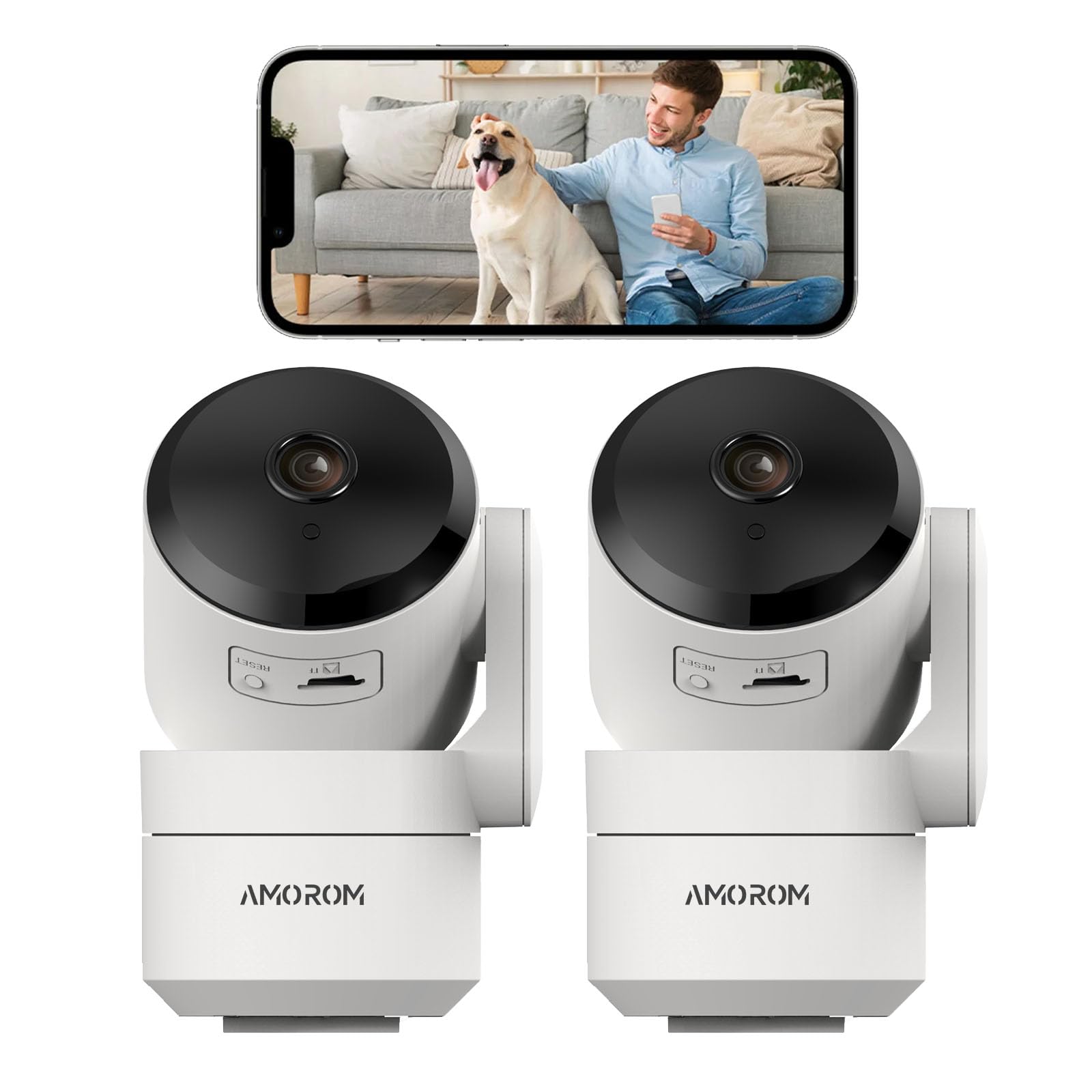 360° Indoor Home Security Camera 2MP Pet Cameras with Phone App, Night Vision, AI Detection, 2-Way Talk, 24/7 Video Audio Recording, 2.4GHz WiFi, 2 Pack