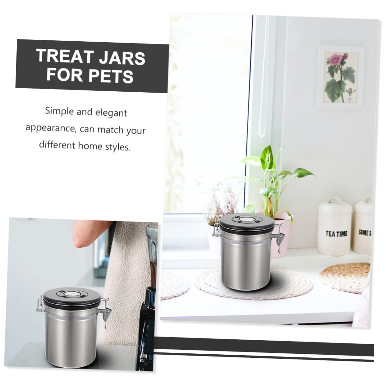 Hohopeti 1set Contenitore Ermetico Per Alimenti Per Animali Barattolo Inossidabile Per Snack e Cibo Per Cani e Gatti Design Elegante e Compatto Per Conservare Snack e Alimenti Secchi