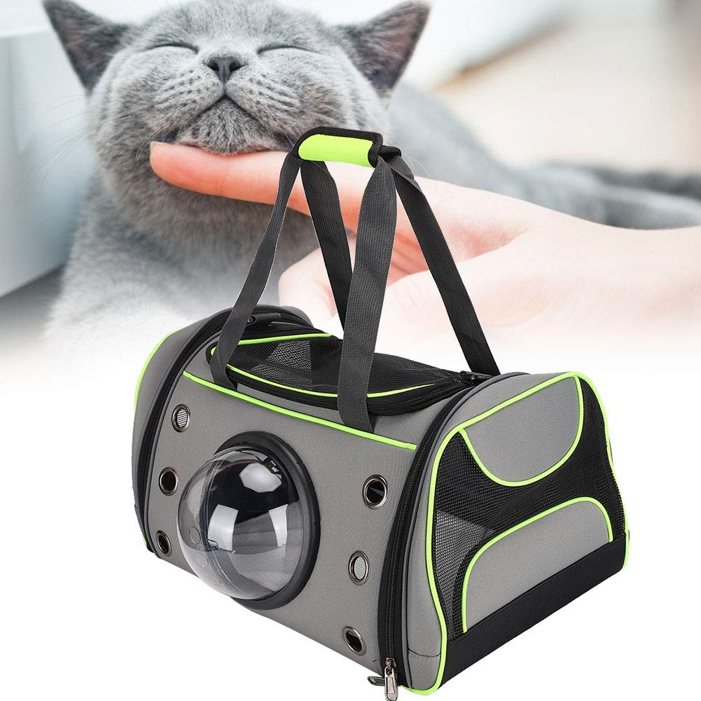 Dog Carrier Bag Portátil Plegable Bolsa de viaje transpirable Cápsula transparente Outdoor Cat Pet Mochila(Verde claro)