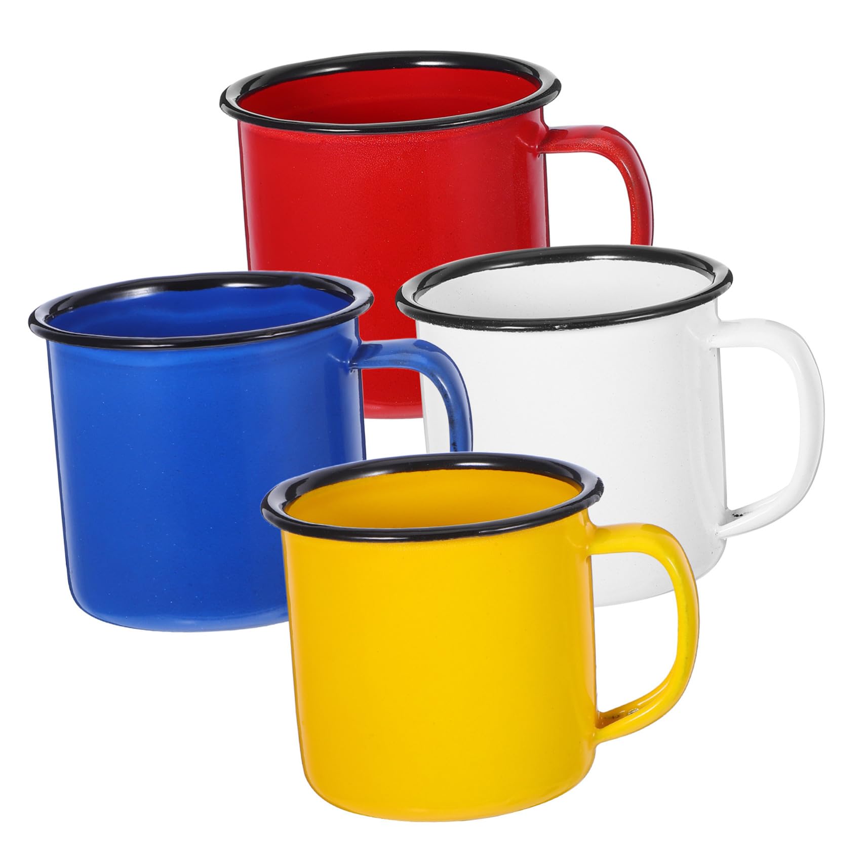 Toyvian Emaillebecher im Vintage Stil 4 Stück Wassertassen aus Emaille Praktisch und Leicht zu Reinigen für Familien und Cafés