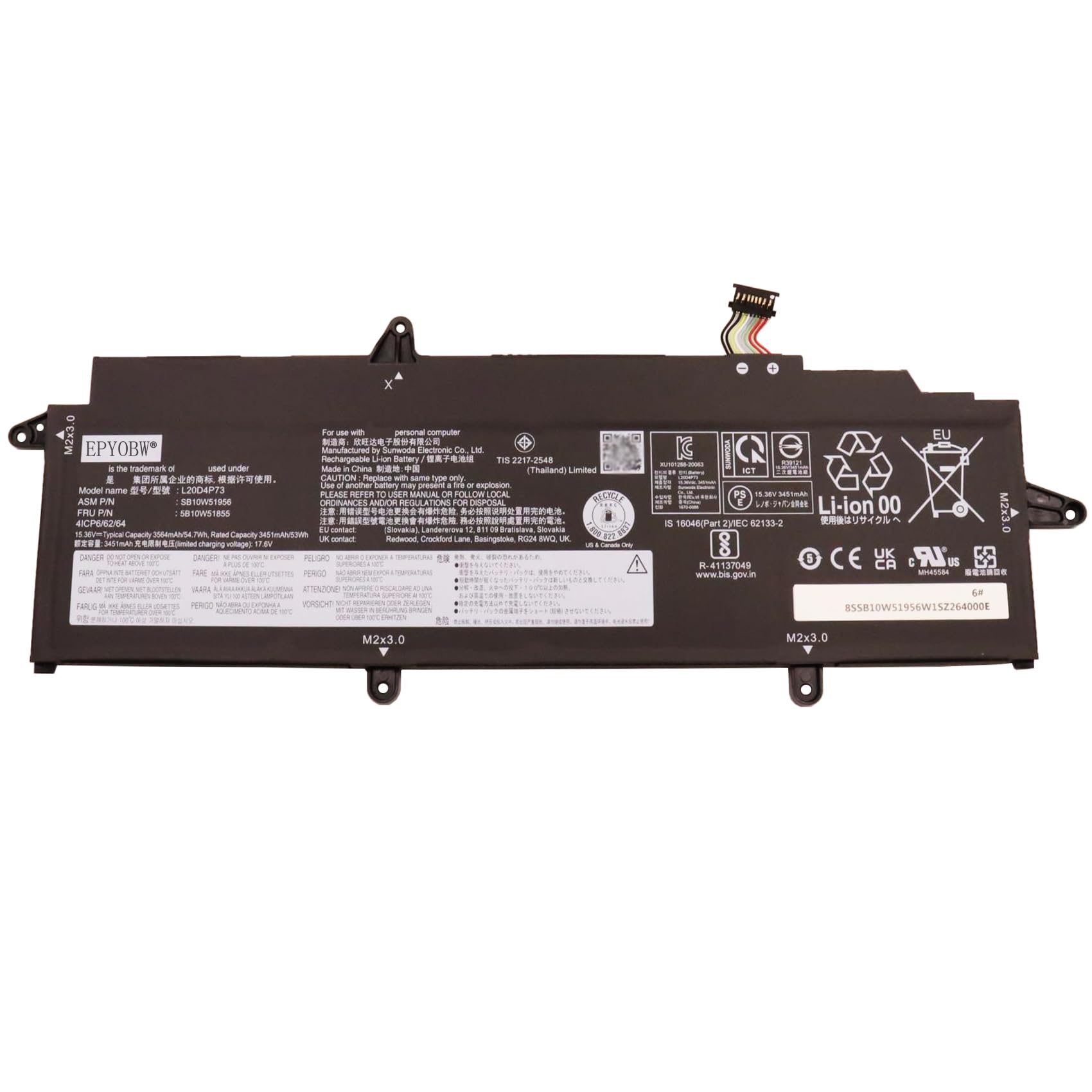 Amazon.com: EPYOBW L20D4P73 Laptop Battery 54.7Wh 3564mAh 4-Cell