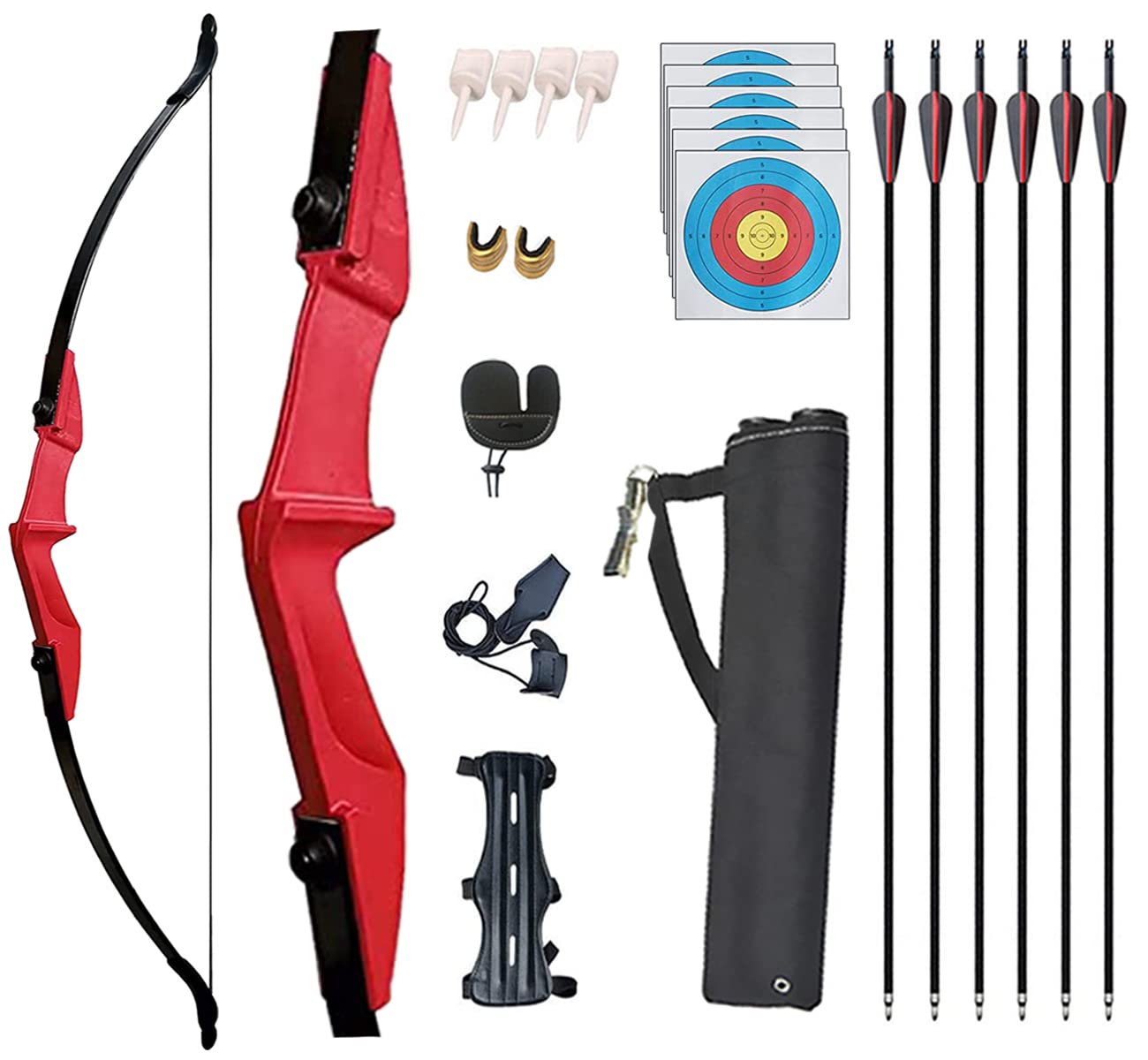Archery Takedown Recurve Bow and Arrow Set Left/Rght Hand Longbow Kit Beginner Outdoor Hunting Shooting Practice 20lb 30lb 40lb