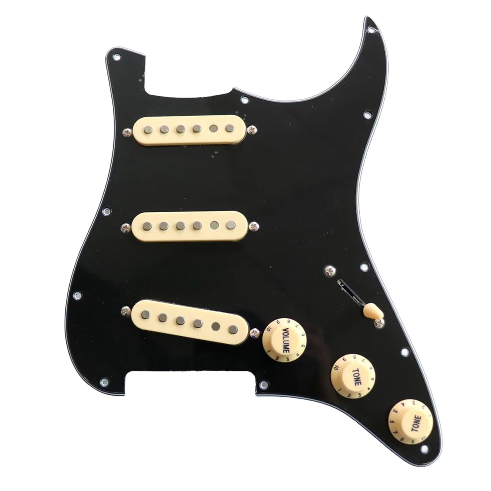 Pickguard Załadowany Do Gitary Wstępnie Okablowana Maskownica Gitarowa | Przewodowe Przetworniki Alnico SSS Loaded Black Pickguard Assembly(Black)