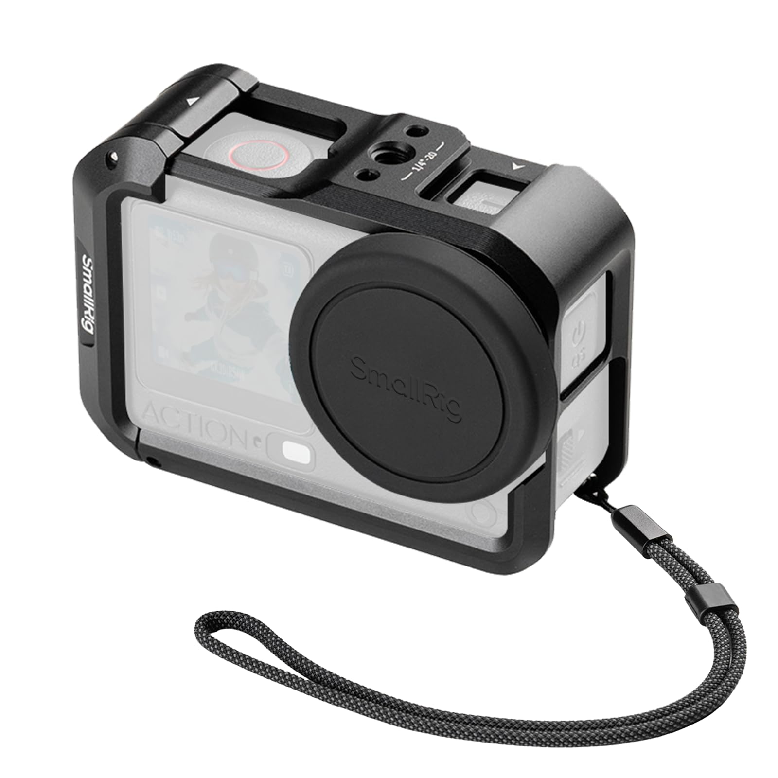 SMALLRIG Klatka do DJI Osmo Action 6 (Advanced Edition), aluminiowa klatka na kamerę z zimną stopką, paskiem na nadgarstek, osłoną obiektywu, ramką ochronną z otworami montażowymi 1/4"-20-5887