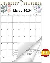 2026 Wall Calendar, 14 Month Monthly Planner from November 2025 to December 2026, A4 Format with Holidays and Notes, Flowers Design, Spanish
