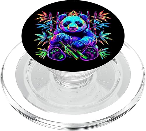 Miniatura 1 de Streetwear synthwave 80s 90s retro cute boys panda bamboo PopSockets PopGrip for MagSafe
