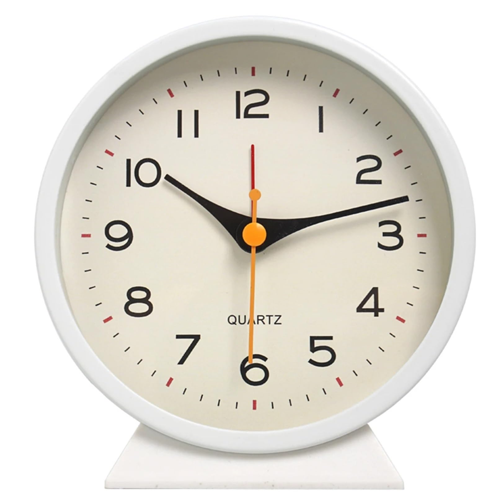 MZPOZB Shower Clock 1pc Simple Metal Small Alarm Clock Creative Bedside Desktop Mute(White)