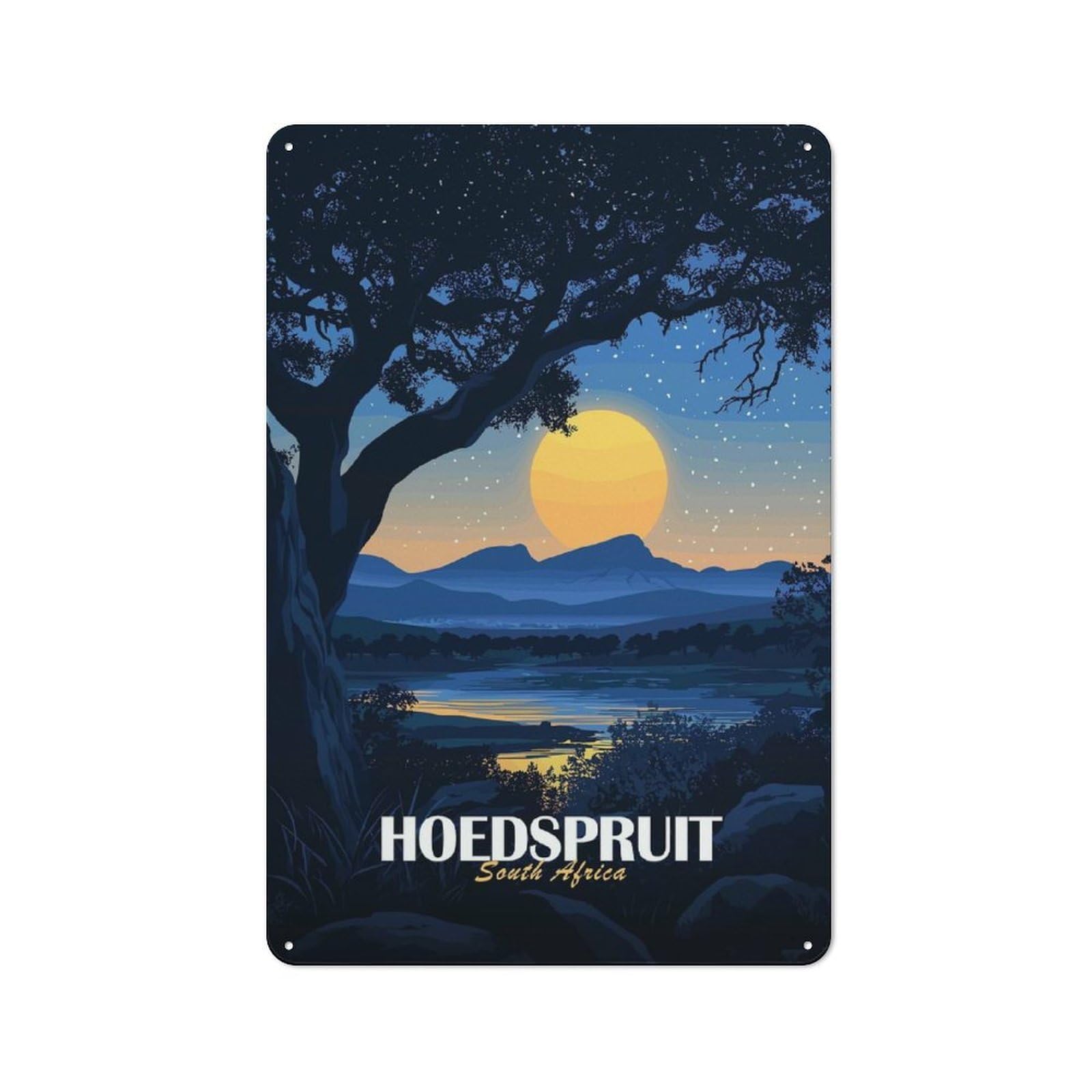 Junmoney Hoedspruit South Africa Landscape Art Tin Wall Plaque 30X20cm With For Man Cave Or Games Room, A Housewarming Gift For Leisure-Room Decor Enthusiasts