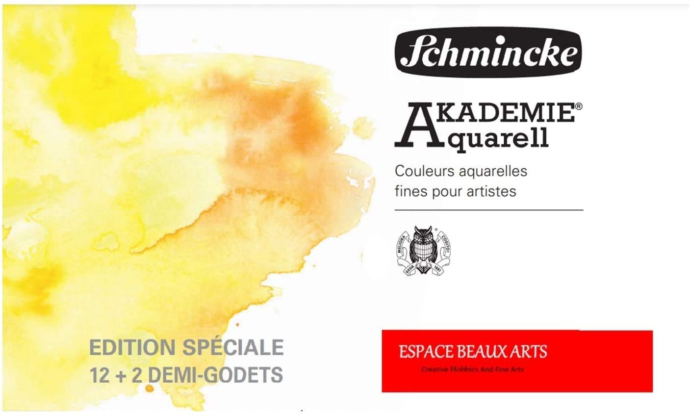 Schmincke Akademie Aquarell Malkasten, Metallkasten, 14 x 1/2 mit synthetic brush voyage Näpfchen