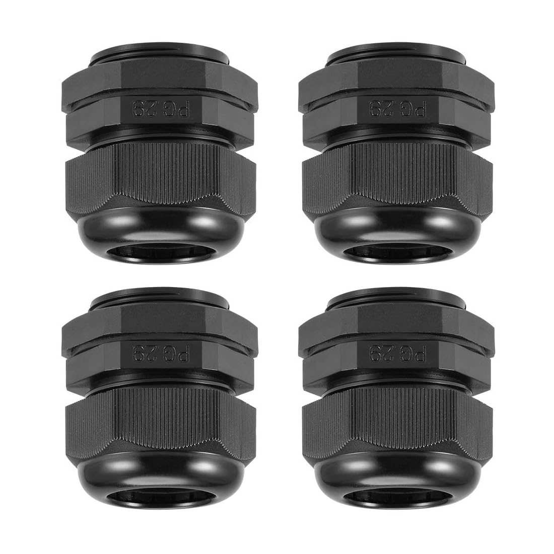 MACHSWON 6Pcs PG29 Cable Gland - Durable Threaded Wire Connector with Locknut for 13-20mm Dia Cable Wire, Black