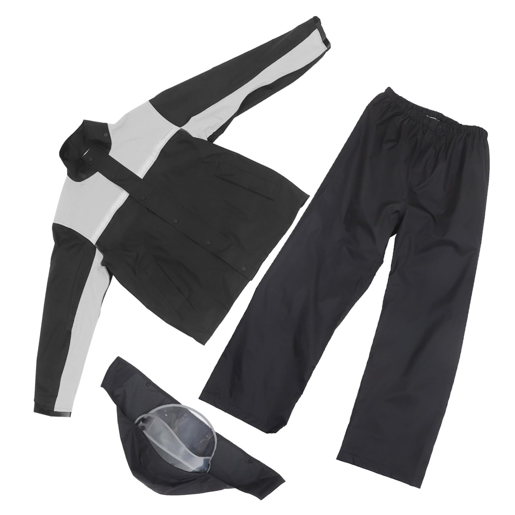 SOESFOUFU Men's Full-body Rain Gear Rain Jacket and Pants Set Motorcycle Riding Rain Suit Waterproof and Windproof Black Grey Xl