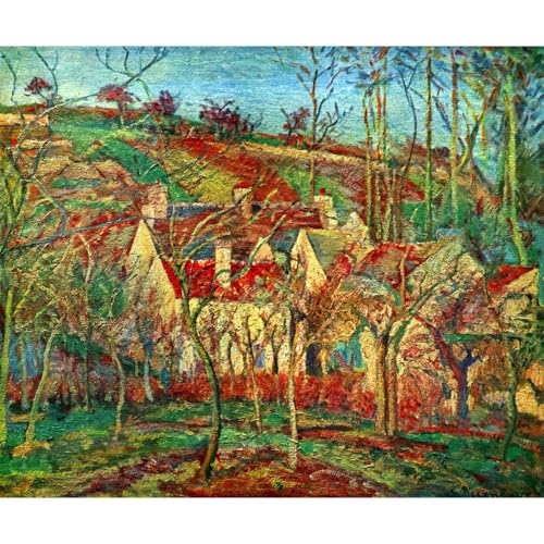 Les toits rouges de Pissarro impression toile grand format ARTICULOZY 127x101
