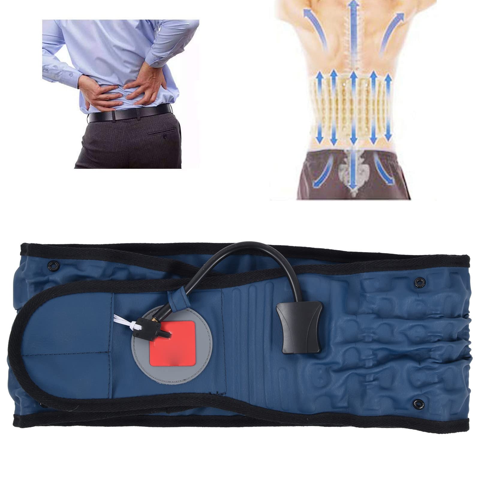 Cinturón de soporte lumbar 2 en 1 Alivio del dolor Terapia de descompresión de espalda para conducir sentado durante mucho tiempo Tejido de punto TPU PU 45.67x6.10x9.84in 22.72oz (Azul)