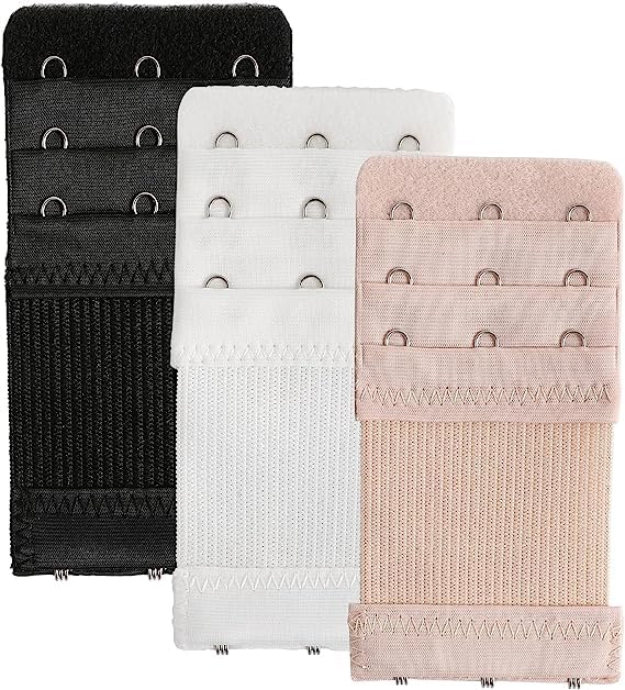 FOMQUAZLI 4 PCS Elastic Lingerie Extenders 2Hooks 3 Rows Extension